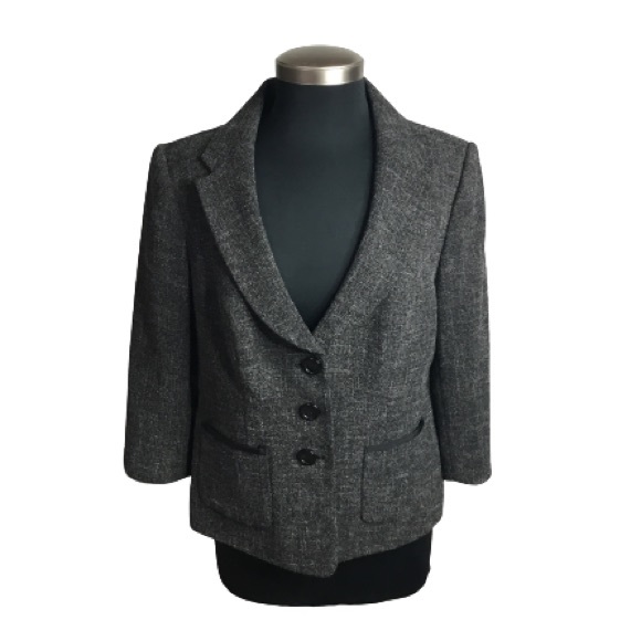 The Limited Collection Grey Crosshatch Cropped Blazer Size Large - Picture 1 of 7
